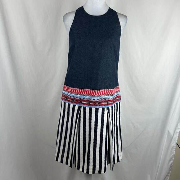 J Crew Navy White Denim Woven Dress Size 6 - Picture 2 of 12